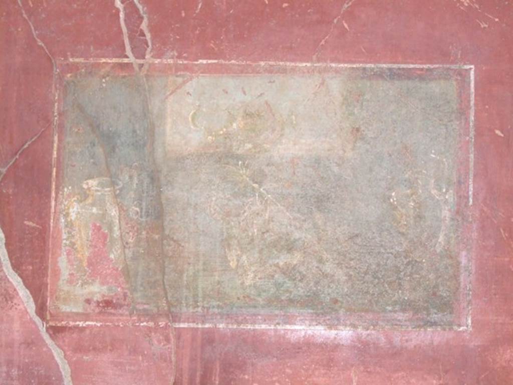 I.6.4 Pompeii. March 2009. Room 2, Wall painting of still life and silver vases, at west end of North wall.