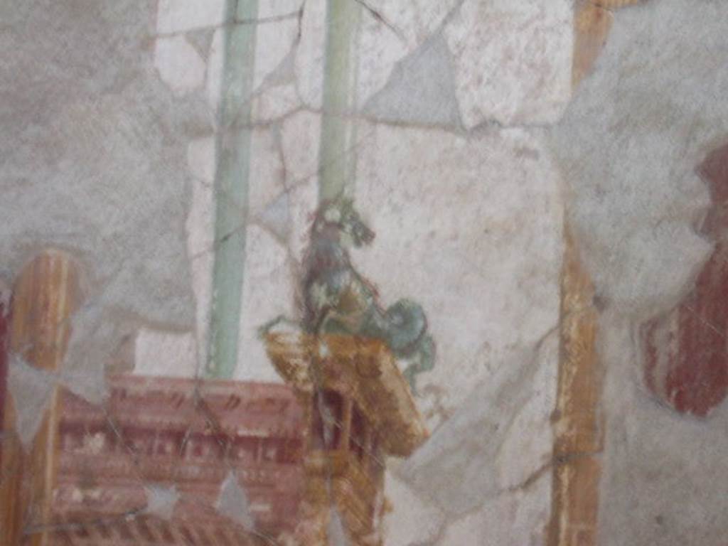 I.6.4 Pompeii. December 2005. Room 2, east wall. Fragment of painted decoration with sea creature.