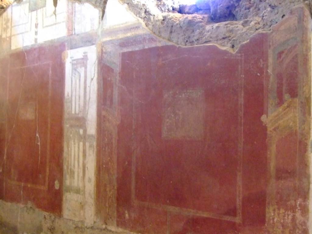I.6.4 Pompeii. March 2009. Room 2, South wall. Remains of faded wall painting in centre.