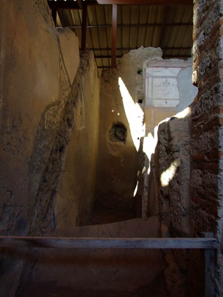 I.6.4 Pompeii. March 2009. Room 3. Area behind staircase (included in Room 4) , and line of staircase on north wall.