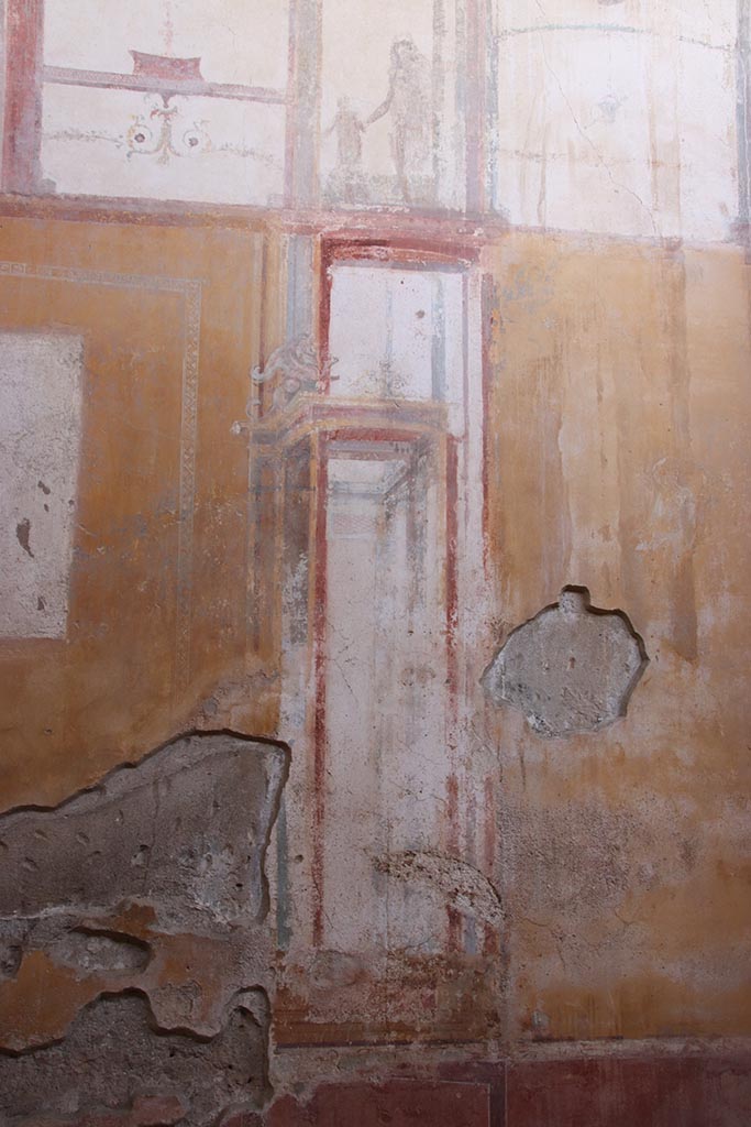 I.6.4 Pompeii. October 2024.
Room 4, detail of painted decoration from south wall. Photo courtesy of Klaus Heese.