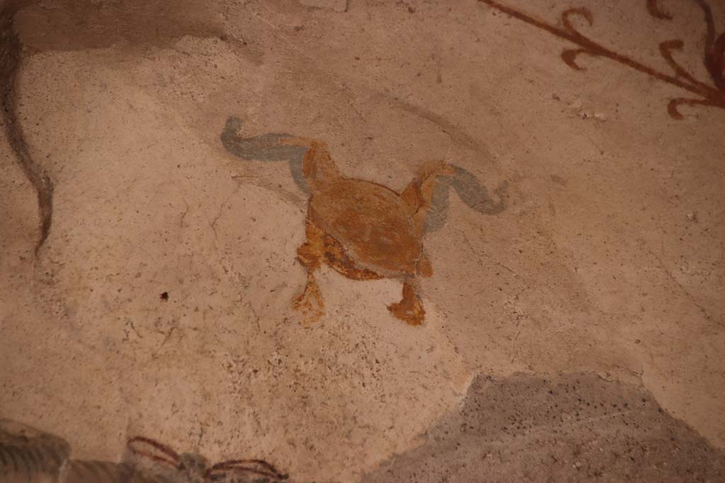 I.6.7 Pompeii. September 2019. Detail from upper area of south end of west wall. Photo courtesy of Klaus Heese.