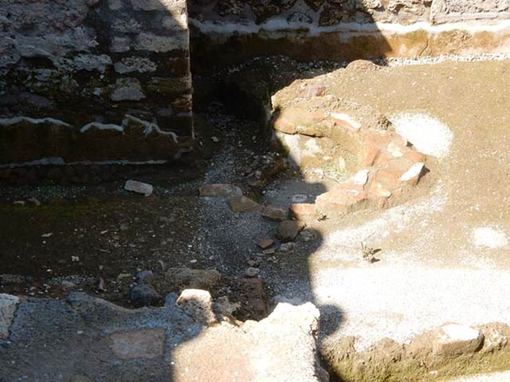 I.6.7 Pompeii. May 2016. Looking west across garden area to structure on north-east corner of small building. Photo courtesy of Buzz Ferebee.
