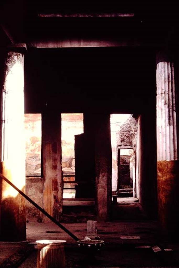 I.6.15 Pompeii. 1964. Looking north from atrium, garden on left, and doorway to room 10, and another room at its rear, on the right. Photo by Stanley A. Jashemski.
Source: The Wilhelmina and Stanley A. Jashemski archive in the University of Maryland Library, Special Collections (See collection page) and made available under the Creative Commons Attribution-Non Commercial License v.4. See Licence and use details.
J64f1408