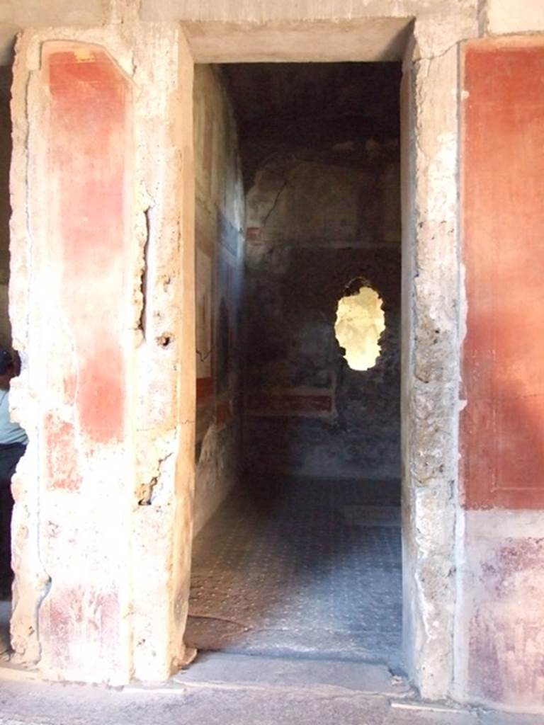 I.6.15 Pompeii. March 2009. Doorway to room 12, triclinium, in north-east corner of atrium. Looking north.