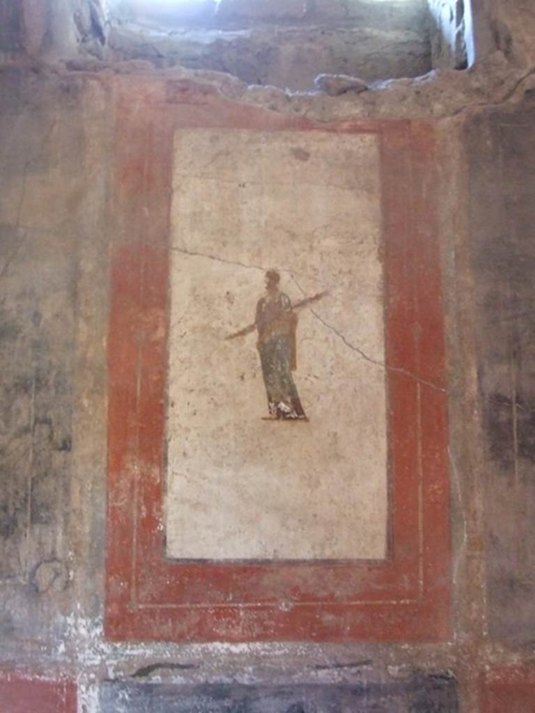 I.6.15 Pompeii. March 2009. Room 12, East wall. Central panel. Painting of Maenad. See Bragantini, de Vos, Badoni, 1981. Pitture e Pavimenti di Pompei, Parte 1. Rome: ICCD. (p.42)