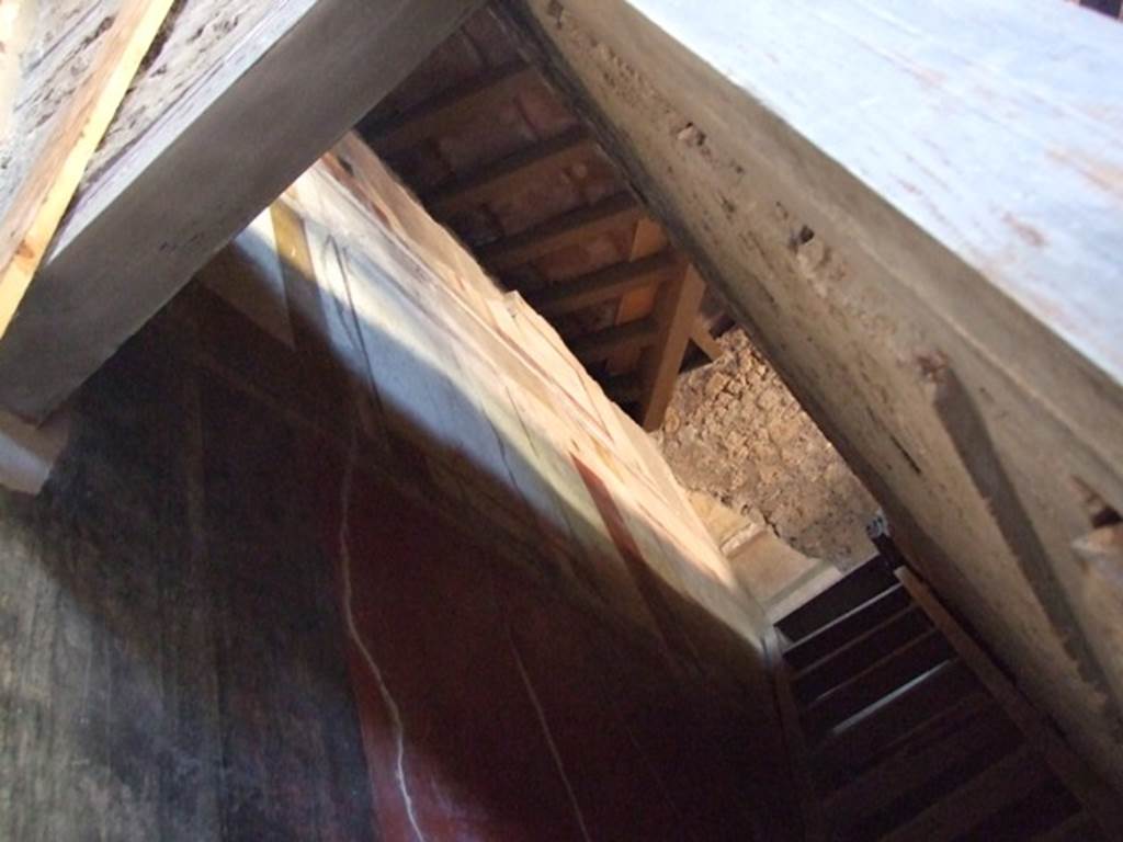 I.6.15 Pompeii. March 2009. Room 3, Stairs to upper floor. West wall.