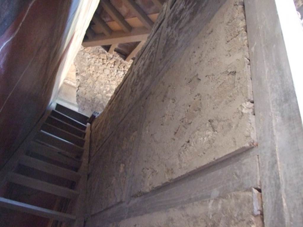 I.6.15 Pompeii. March 2009. Room 3, Stairs to upper floor. East wall.