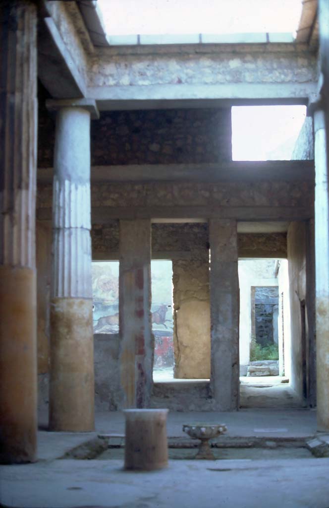 I.6.15 Pompeii, 1971. Room 4, looking north across tetrastyle atrium towards garden area.
Photo courtesy of Rick Bauer, from Dr George Fay’s slides collection.