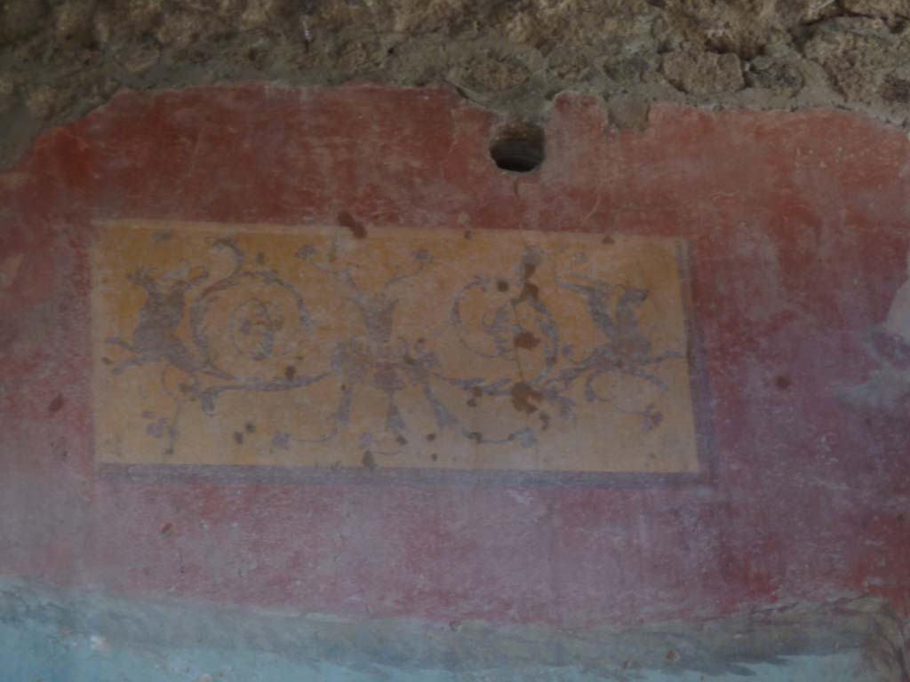 I.6.15 Pompeii. October 2014. Room 9, detail from upper north wall.
Foto Annette Haug, ERC Grant 681269 DÉCOR