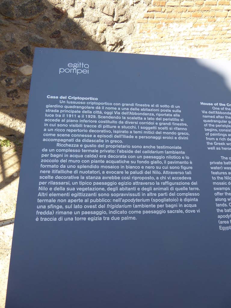 I.6.16/2 Pompeii. September 2017. Descriptive noticeboard in italian.
Foto Annette Haug, ERC Grant 681269 DÉCOR.