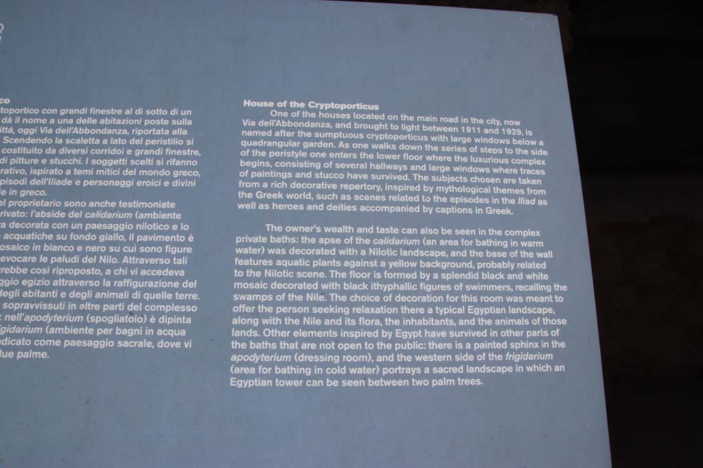 I.6.2 Pompeii. September 2019. Descriptive notice-board. Photo courtesy of Klaus Heese.