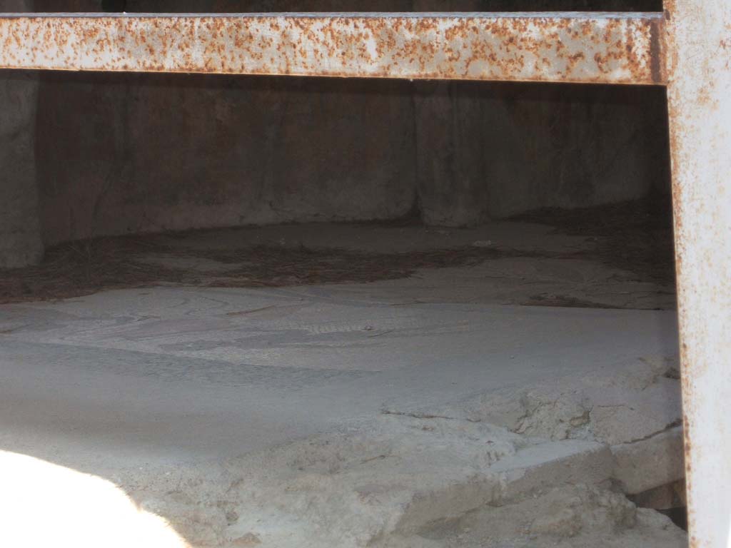 I.6.16 Pompeii. May 2005. View from rear entrance, mosaic floor of calidarium.