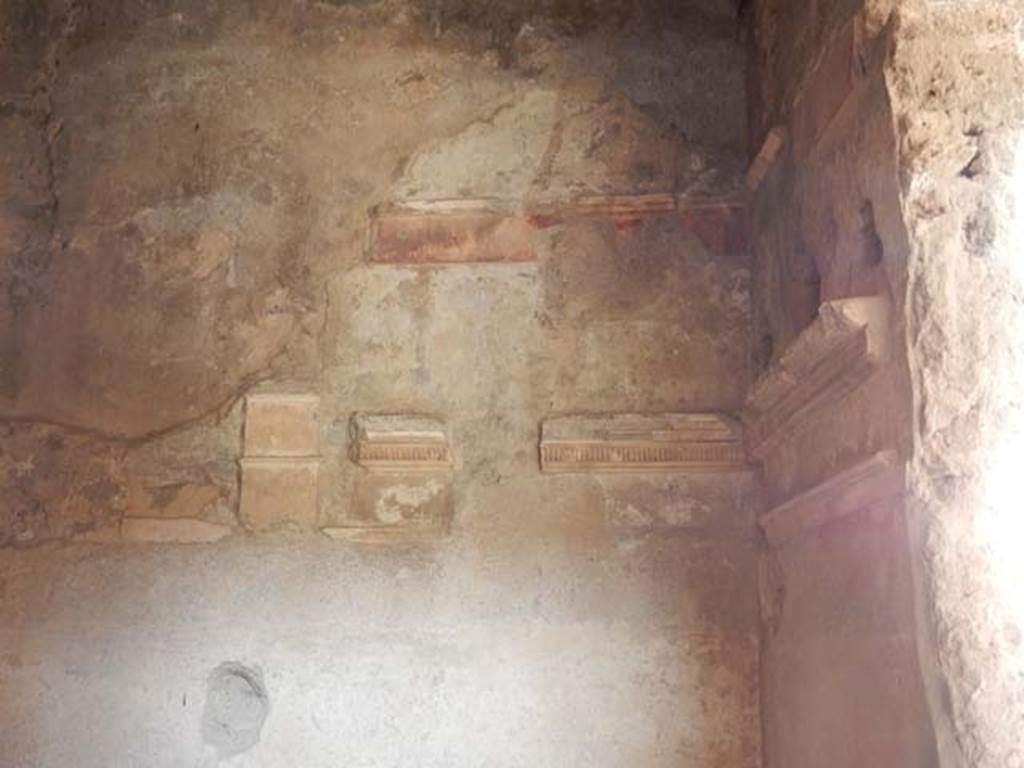 I.7.1 Pompeii. May 2016. Looking north from doorway in atrium towards the north-east corner of the room. The ancient hole (buco antico) can be seen on the right. Photo courtesy of Buzz Ferebee.