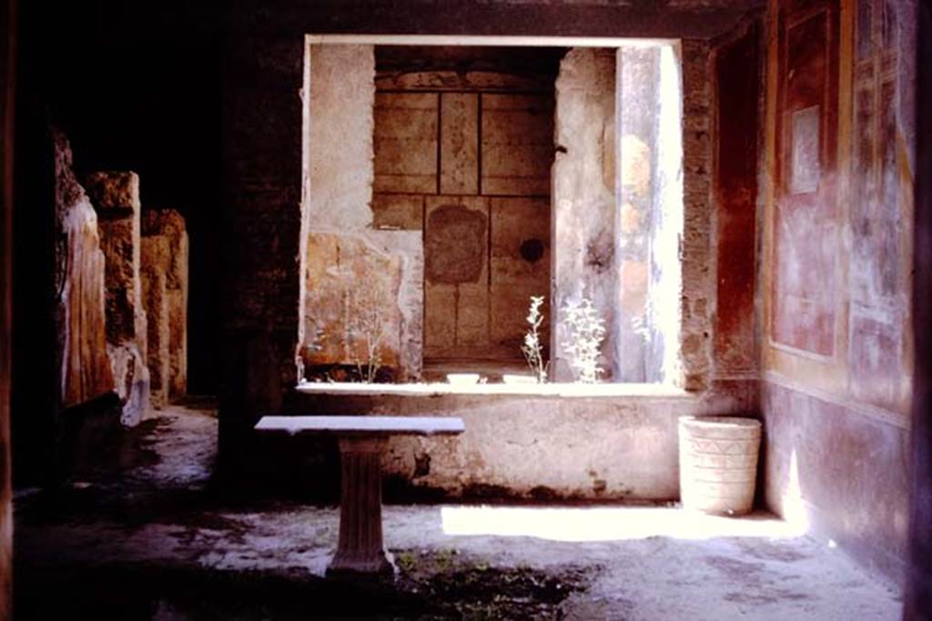 I.7.3 Pompeii. 1964. Looking south from atrium, with the west wall, on the right. Photo by Stanley A. Jashemski.
Source: The Wilhelmina and Stanley A. Jashemski archive in the University of Maryland Library, Special Collections (See collection page) and made available under the Creative Commons Attribution-Non Commercial License v.4. See Licence and use details.
J64f1800