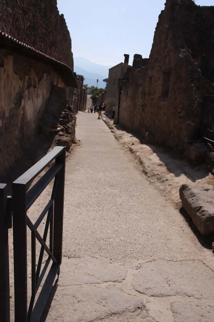 I.7.9, Pompeii, side entrance of I.7.8, on right. September 2019.
Looking south on Vicolo dell'Efebo from junction with Via dell’Abbondanza.
Photo courtesy of Klaus Heese.
