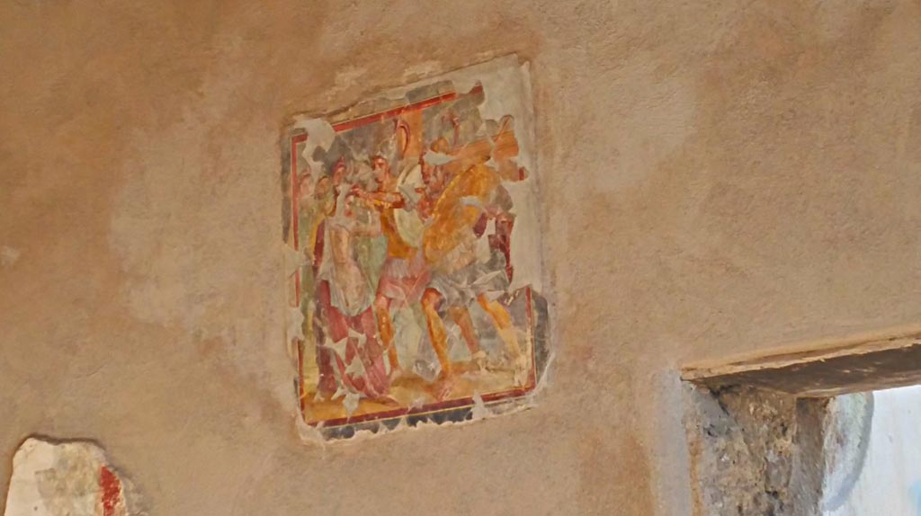 I.7.11 Pompeii. 2017/2018/2019.
Central wall painting from east wall of triclinium, of the painting of Helen and Menelaus. Photo courtesy of Giuseppe Ciaramella.