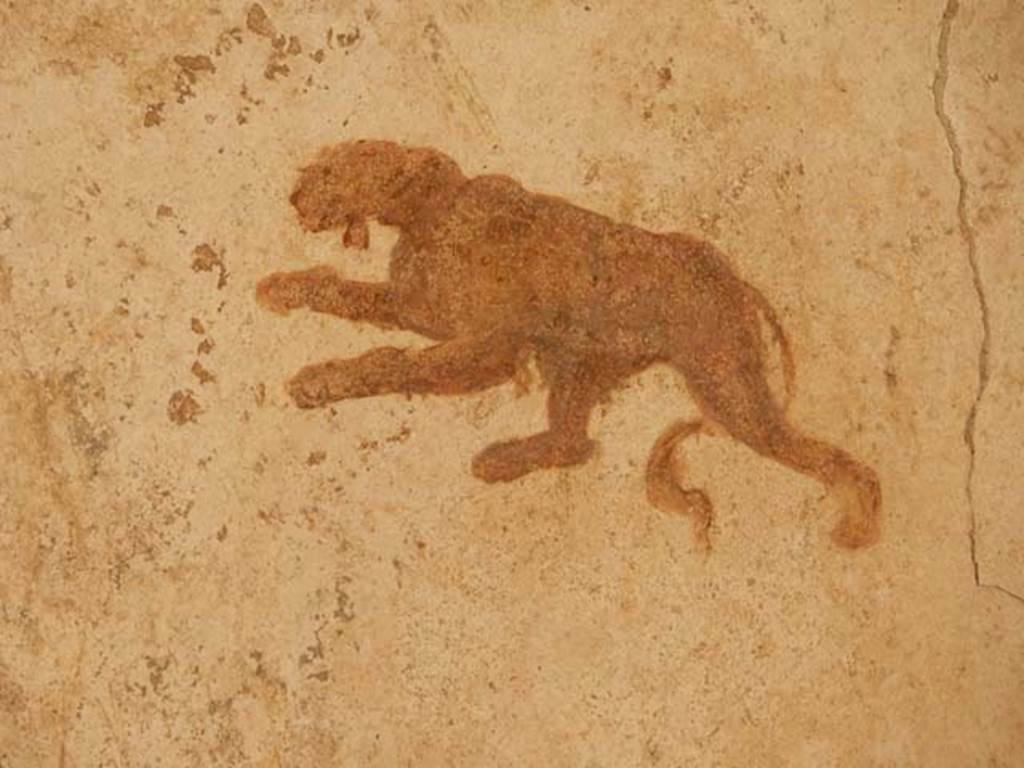 I.7.11 Pompeii. May 2017. Detail from panel on south end of east wall. Photo courtesy of Buzz Ferebee.