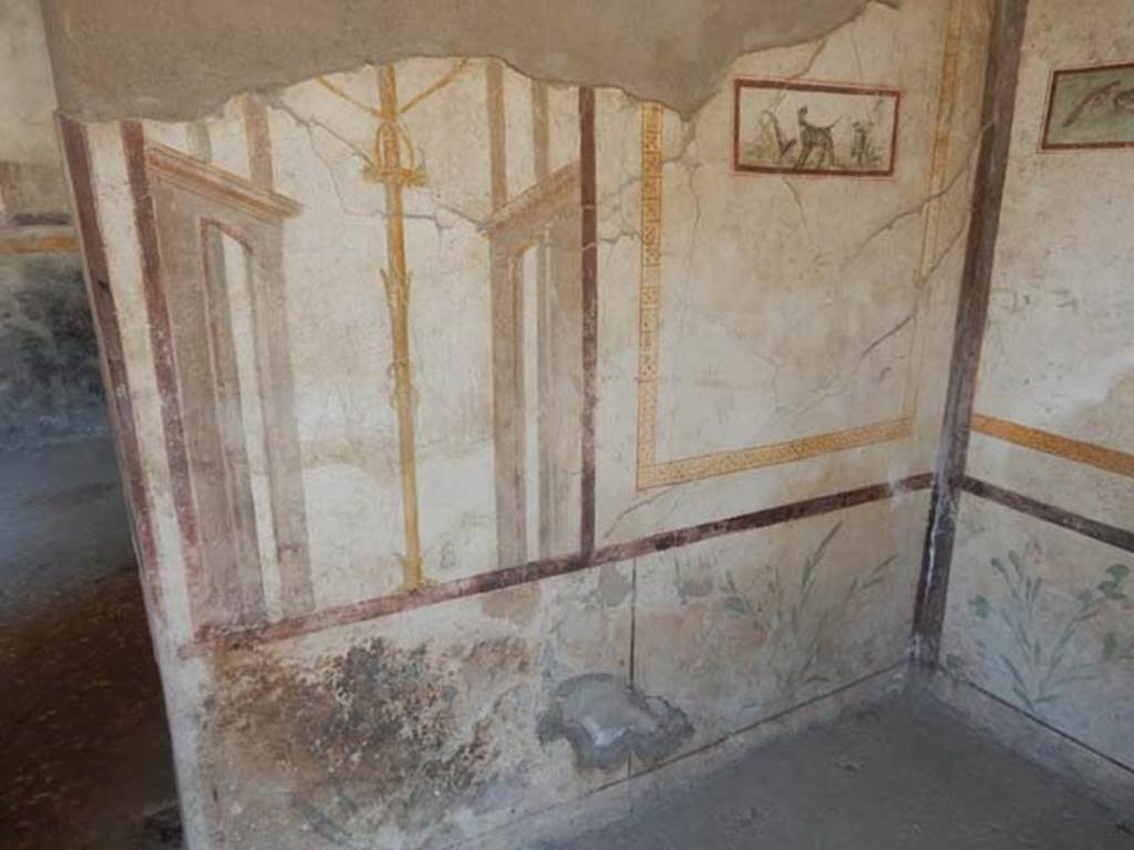 I.7.11 Pompeii. May 2017. East wall of cubiculum, with doorway into triclinium.
Photo courtesy of Buzz Ferebee.