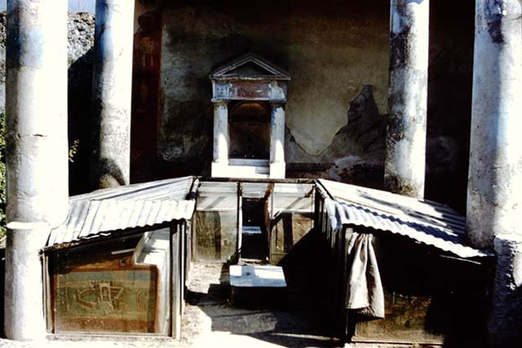 I.7.12 Pompeii. 1959. Looking south towards summer triclinium with painted panels. Photo by Stanley A. Jashemski.
Source: The Wilhelmina and Stanley A. Jashemski archive in the University of Maryland Library, Special Collections (See collection page) and made available under the Creative Commons Attribution-Non Commercial License v.4. See Licence and use details.
J59f0322