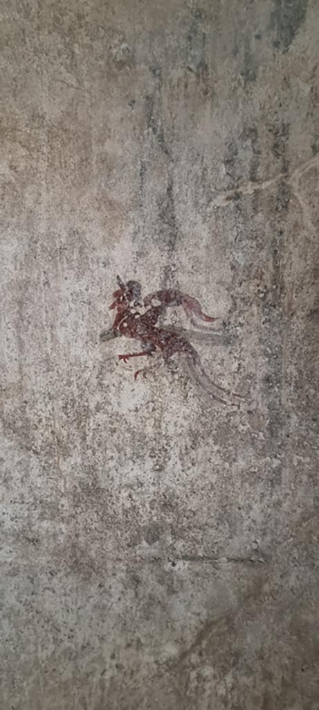 I.7.12 Pompeii. December 2023.
Panel at south end on east wall. Photo courtesy of Miriam Colomer.