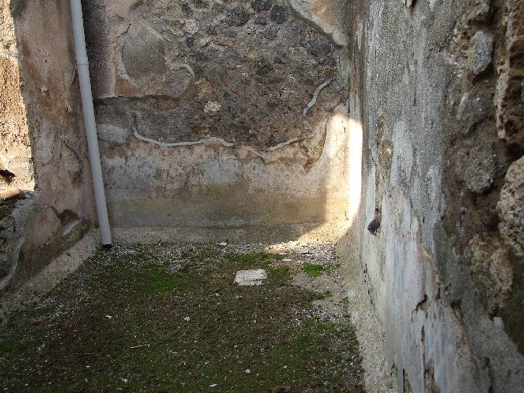 I.7.19 Pompeii. December 2006. Looking north into small garden area at rear of tablinum window. Remains of garden painting on plaster on north and east walls.