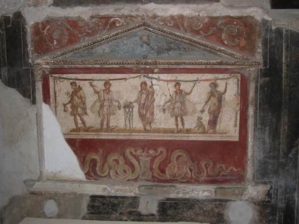 I.8.8 Pompeii. May 2003. Lararium on south wall. Photo courtesy of Nicolas Monteix.