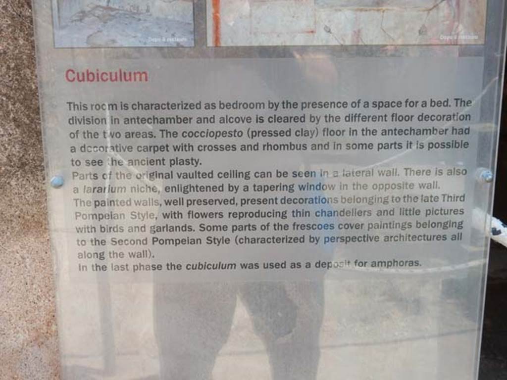 I.8.9 Pompeii. May 2015. Room 4, information notice-board. Photo courtesy of Buzz Ferebee.
