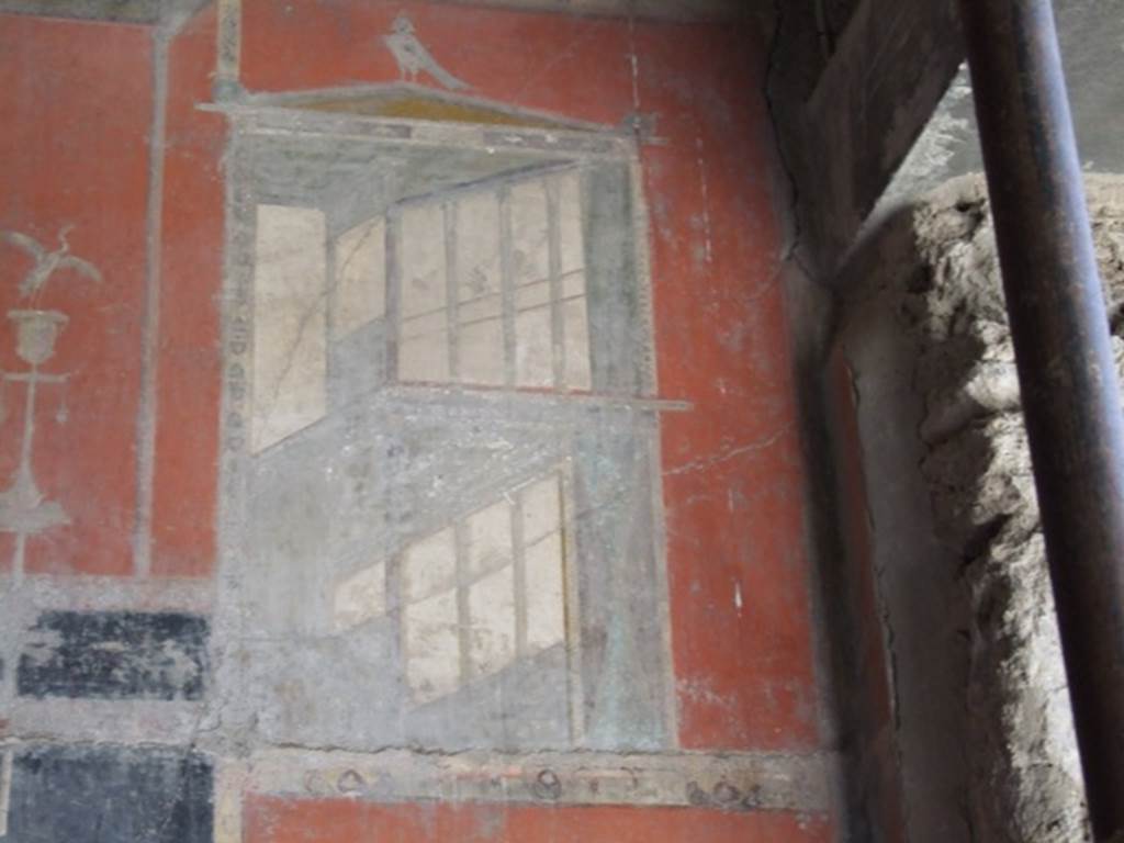 I.8.9 Pompeii. March 2009. Room 7. Triclinium. East wall. Upper level. Architectural painting at south end.