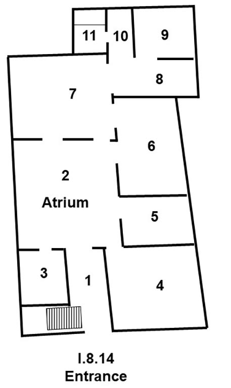 I.8.14 Pompeii. Casa di Epidius Primus.
Room Plan.