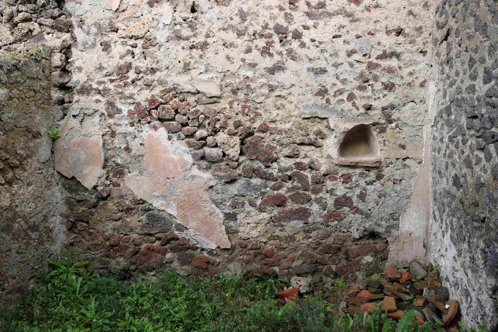 I.8.16 Pompeii. December 2018. North wall with arched niche. Photo courtesy of Aude Durand.