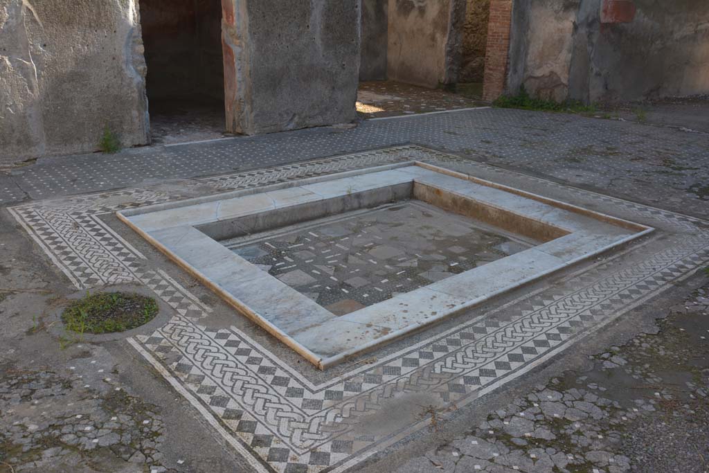 I.9.1 Pompeii. October 2019. Room 2, looking south-east across impluvium in atrium.
Foto Annette Haug, ERC Grant 681269 D�COR.
