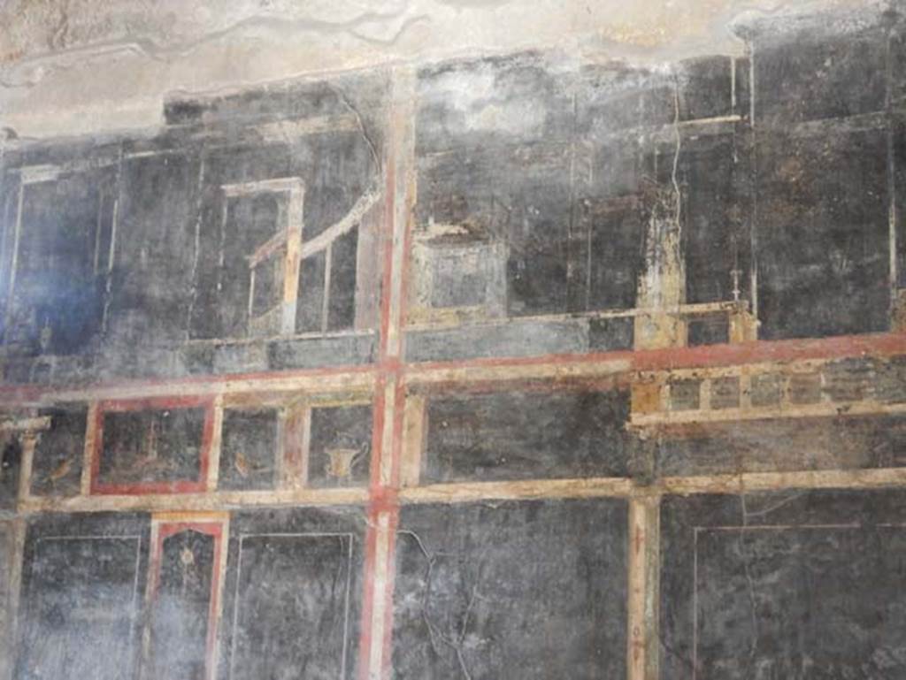 I.9.5 Pompeii. May 2016. Room 10, upper east wall, north (left) from above photo. Photo courtesy of Buzz Ferebee.