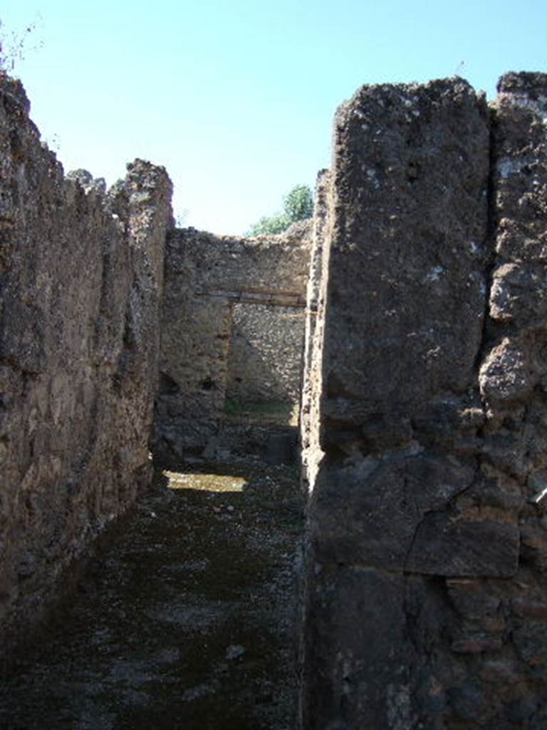 I.9.9 Pompeii. September 2005. Looking west along corridor leading to rear.
