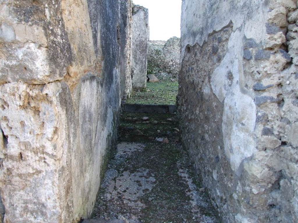 I.9.10 Pompeii. December 2006. Corridor with steps, to garden at rear.
According to Jashemski, this garden was three steps higher than the rest of the house. See Jashemski, W. F., 1993. The Gardens of Pompeii, Volume II: Appendices. New York: Caratzas. (p.44)