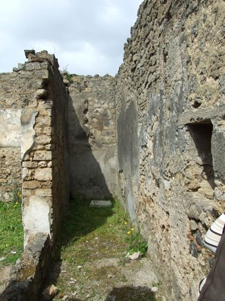I.9.12 Pompeii. March 2009. Room 5. Looking north from the east side of the peristyle garden, from outside the triclinium.