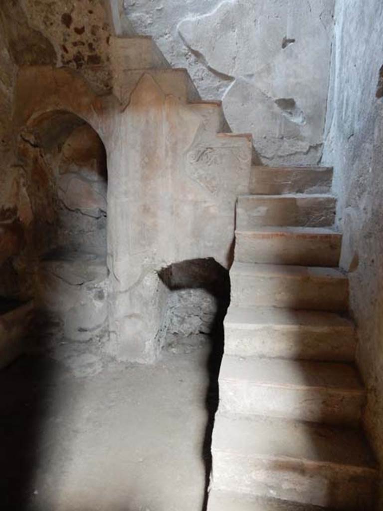 I.10.4 Pompeii. May 2015. Room 2, niche and recess below stairs to upper floor.
Photo courtesy of Buzz Ferebee.