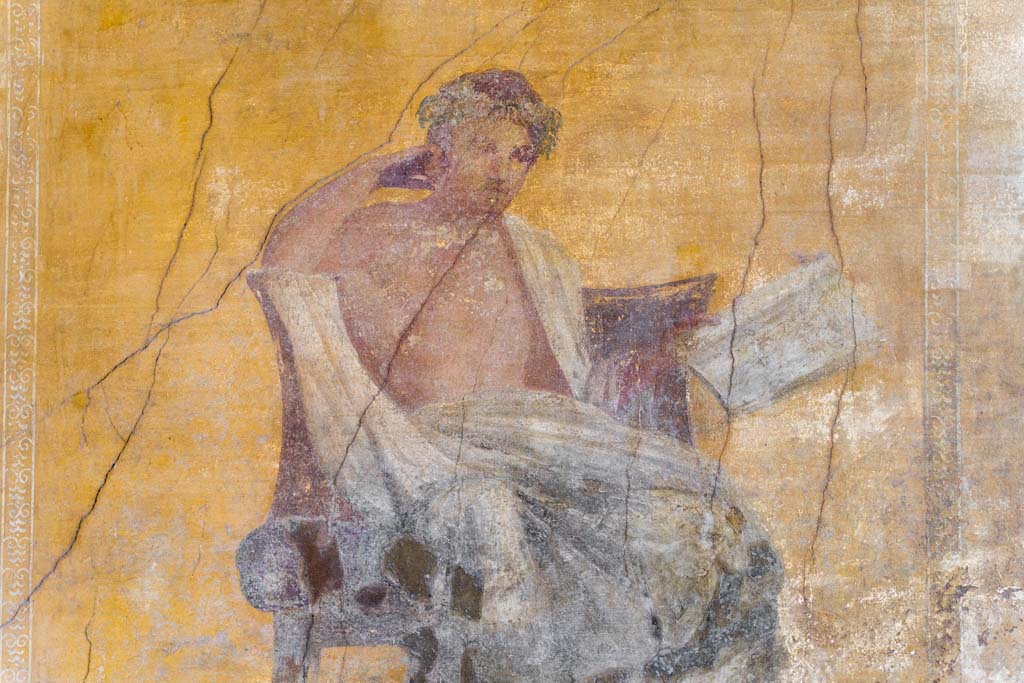 I.10.4 Pompeii. April 2022. Alcove 23, detail from west wall. Photo courtesy of Johannes Eber.