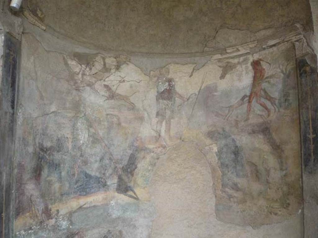 I.10.4 Pompeii. May 2012. Alcove 22, wall painting of Diana and Actaeon.
Photo courtesy of Buzz Ferebee.