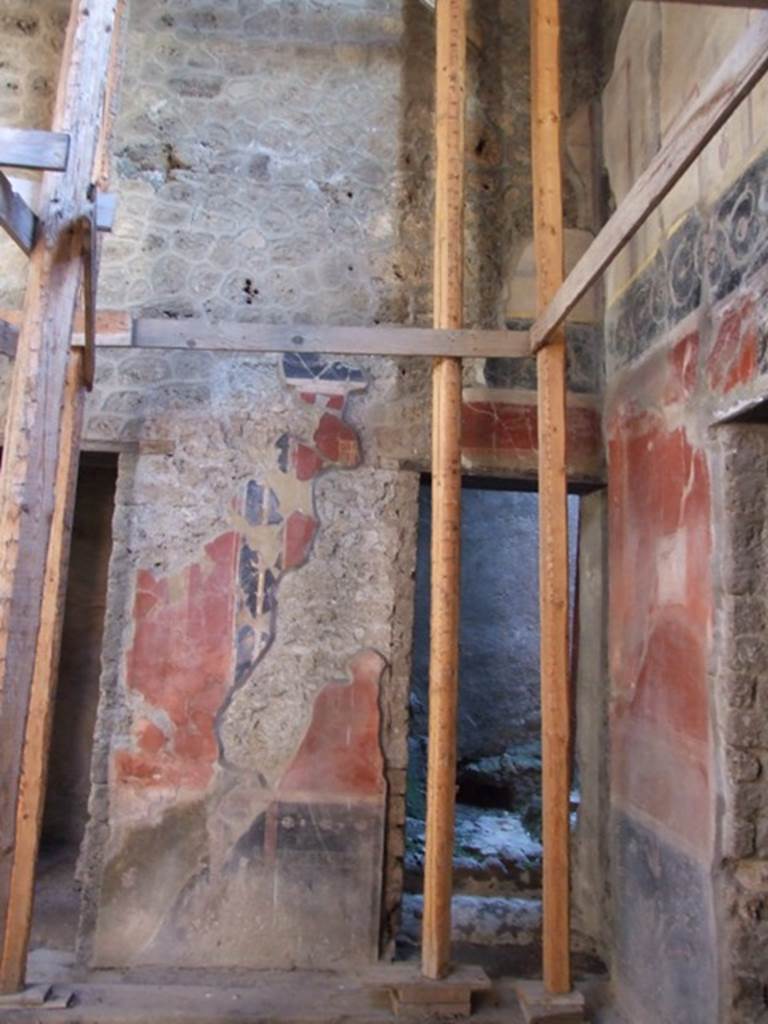 I.10.11 Pompeii. March 2009. Room 2. Atrium. Wall in south west corner between rooms 5 and 4.