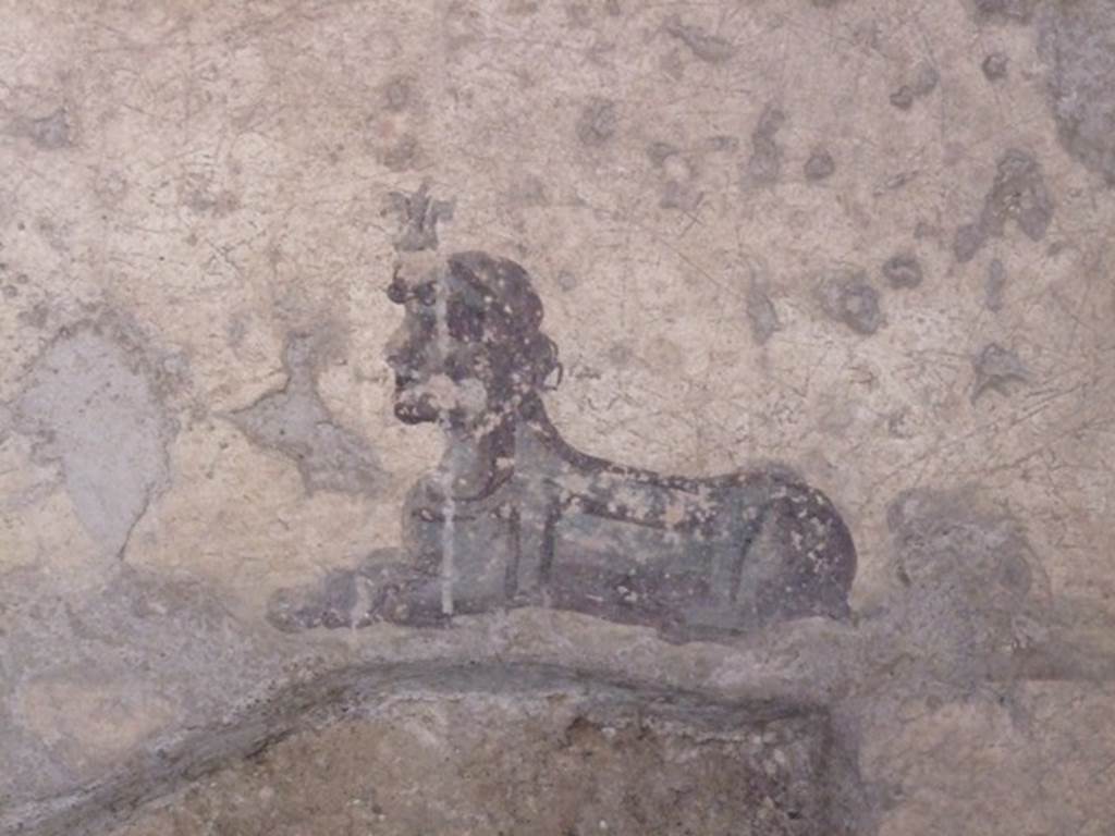 I.10.11 Pompeii. March 2009. Room 7, painting of sphinx from west end of south wall of cubiculum. See Bragantini, de Vos, Badoni, 1981. Pitture e Pavimenti di Pompei, Parte 1. Rome: ICCD. (p.143).