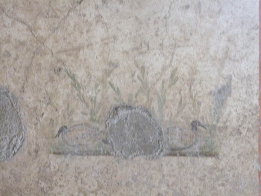 I.10.11 Pompeii. March 2009. Room 7. Cubiculum. West wall. South end. Painting of ducks? See Bragantini, de Vos, Badoni, 1981. Pitture e Pavimenti di Pompei, Parte 1. Rome: ICCD. (p.143).