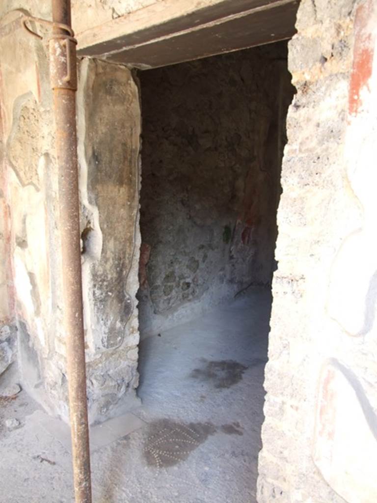 I.10.11 Pompeii. March 2009.
Doorway to room 11, oecus in north-east corner of peristyle with decorative flooring.