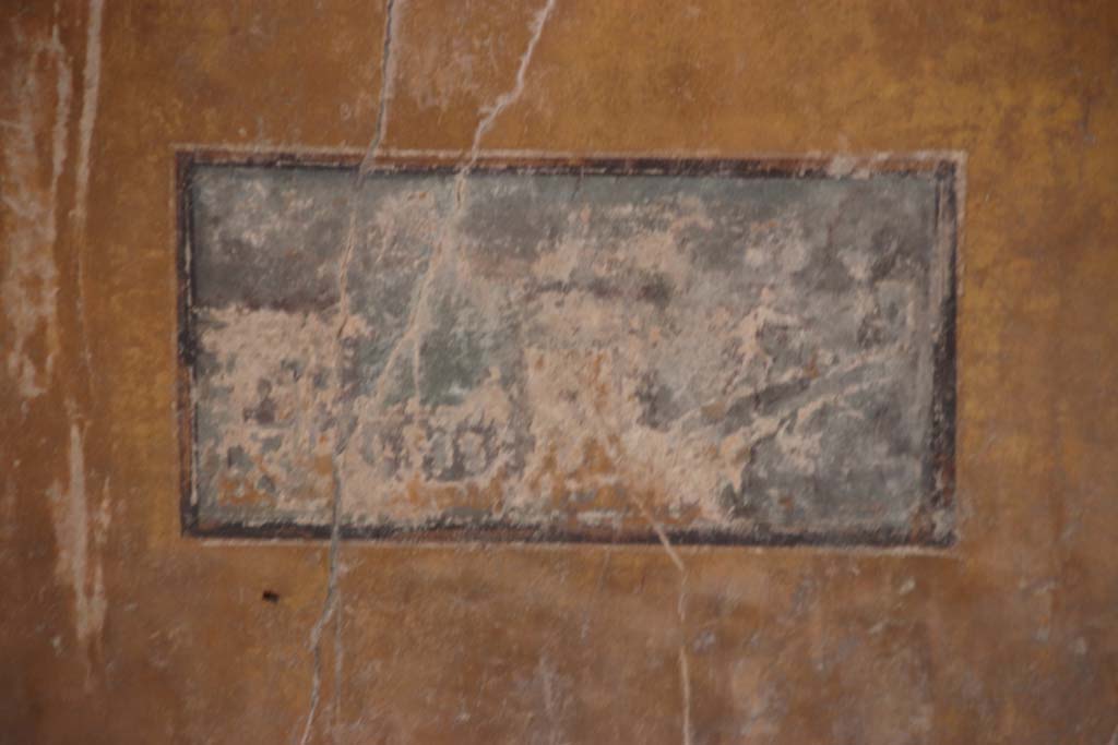 I.10.11 Pompeii. September 2021.
Room 12, landscape painting from central panel of east wall of cubiculum. Photo courtesy of Klaus Heese.