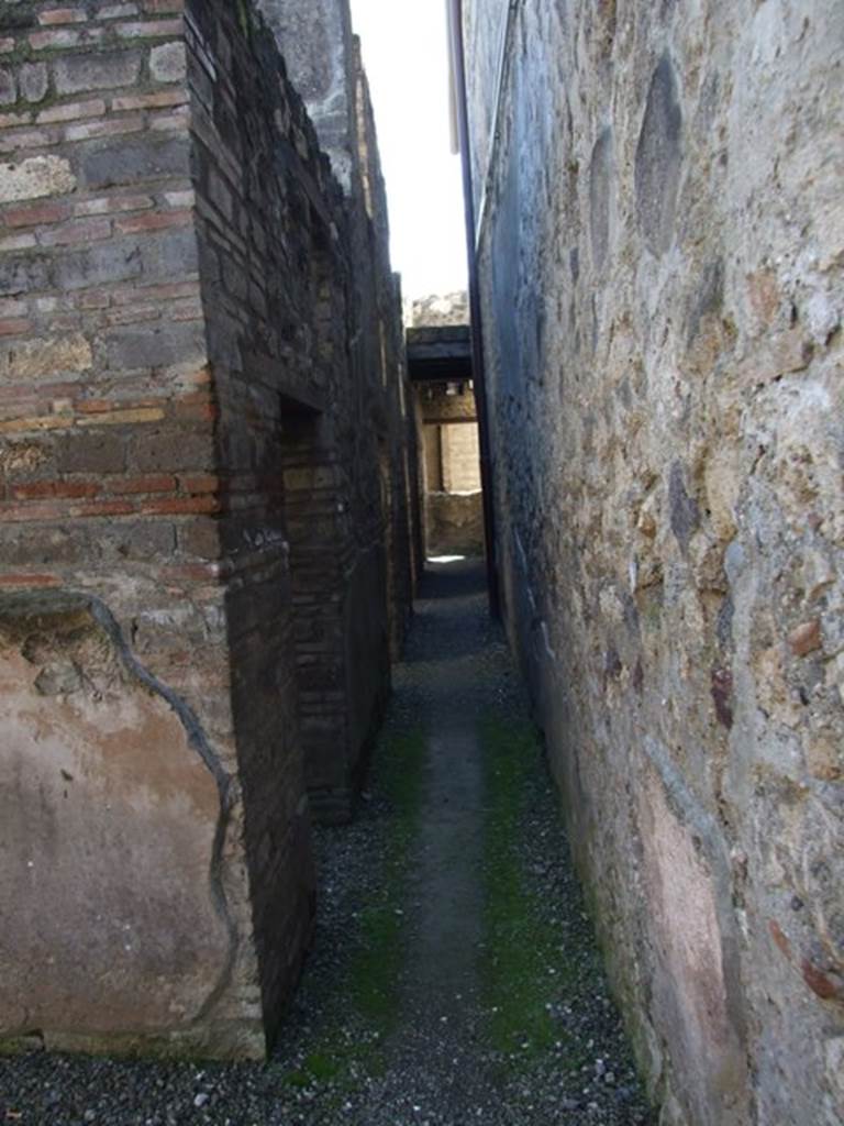 I.10.15 Pompeii. March 2009. Room on north side of entrance. Corridor looking south past rooms to I.10.4.