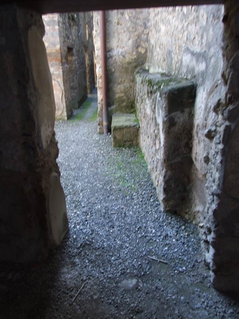 I.10.15 Pompeii. March 2009.
Corridor outside room on north side of entrance. Looking south from atrium of I.10.16.