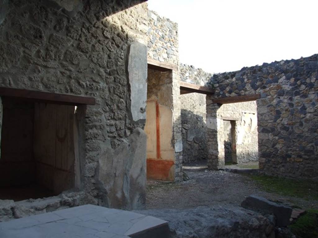 I.11.1 Pompeii. Caupona. Looking towards the east wall. Window of Cubiculum, entrance of ala and corridor to rear.
