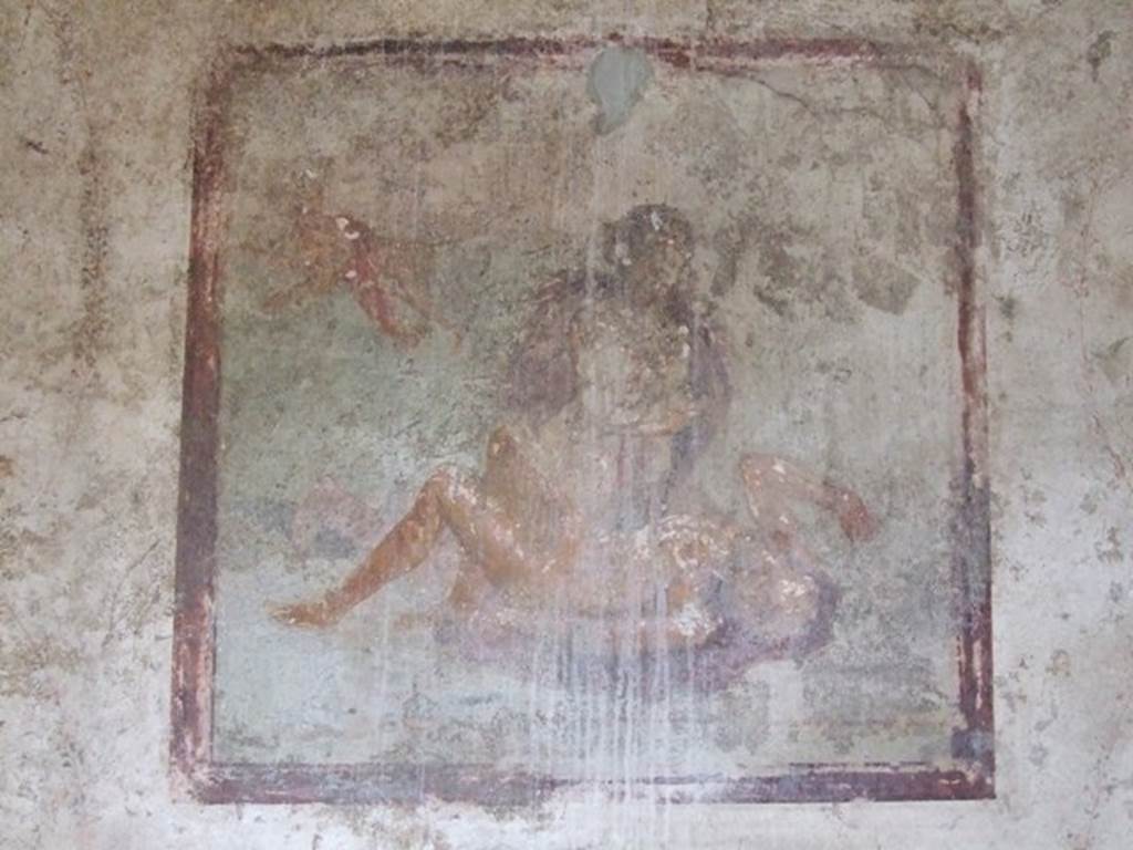 I.11.6 Pompeii. March 2009. Room 4, painting of Pyramus and Thisbe, from east wall.
See Bragantini, de Vos, Badoni, 1981. Pitture e Pavimenti di Pompei, Parte 1. Rome: ICCD. Page 151.
See Mileti, M. C., 2000. La casa I, 11, 6-7 a Pompeii: Rivista di Studi Pompeiani XI, p. 109, fig. 21.