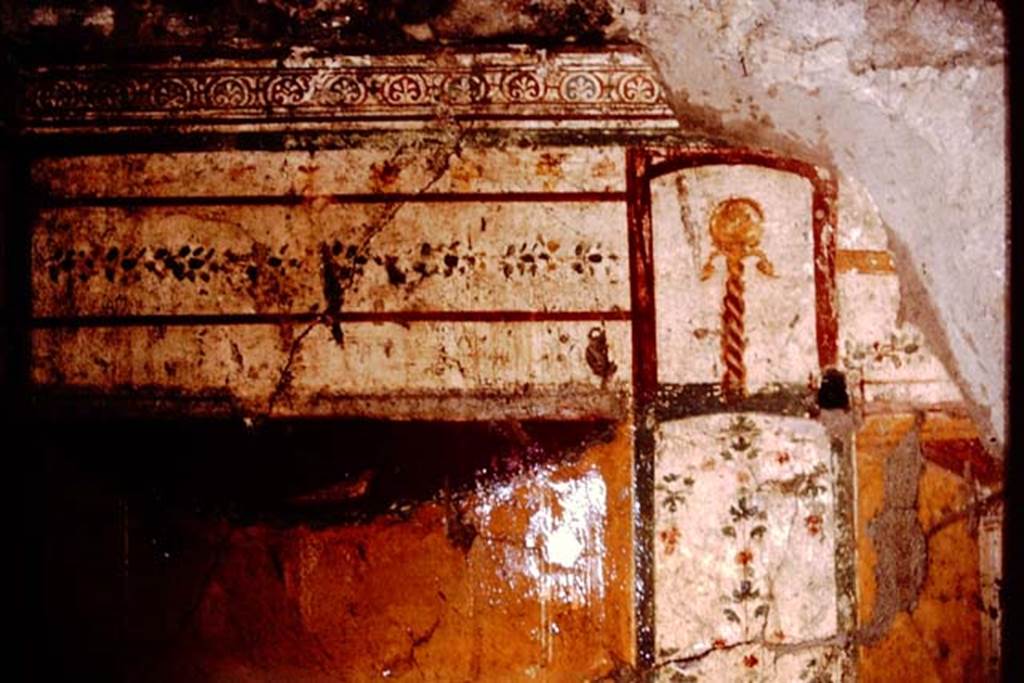 I.11.11 Pompeii. 1964. Painted decoration from east wall. Photo by Stanley A. Jashemski.
Source: The Wilhelmina and Stanley A. Jashemski archive in the University of Maryland Library, Special Collections (See collection page) and made available under the Creative Commons Attribution-Non Commercial License v.4. See Licence and use details.
J64f1792