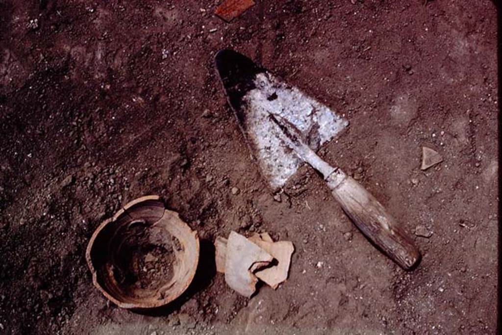 I.11.14 Pompeii. 1966. Planting pot found in the soil. Photo by Stanley A. Jashemski.
Source: The Wilhelmina and Stanley A. Jashemski archive in the University of Maryland Library, Special Collections (See collection page) and made available under the Creative Commons Attribution-Non Commercial License v.4. See Licence and use details.
J66f0516